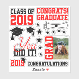 Adesivo Graduação de Fotos Vermelha e Preta