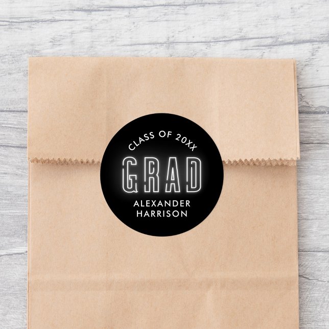 Adesivo Graduação de Neon Branco Moderno (Criador carregado)