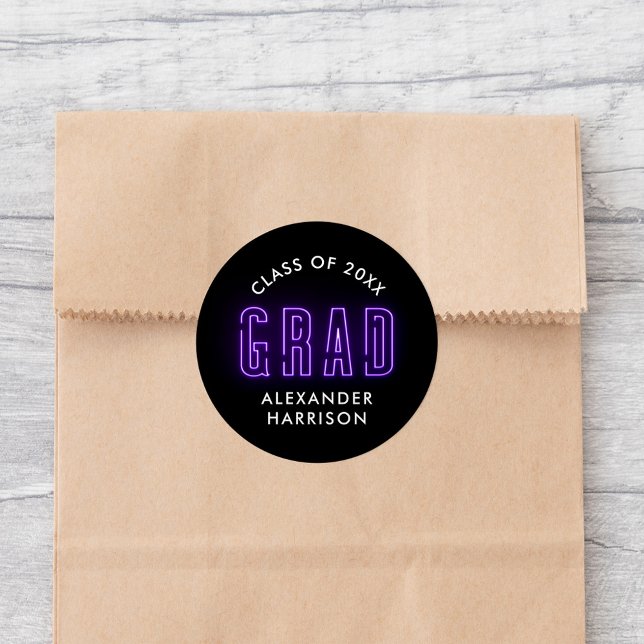 Adesivo Graduação de Neon Roxo Moderno (Criador carregado)