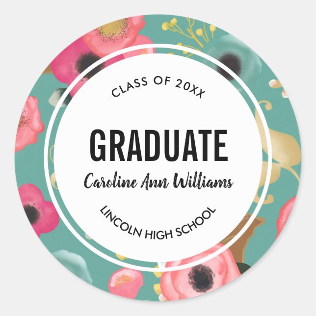 Adesivo Graduação de Padrão Floral Moderno (Frente)