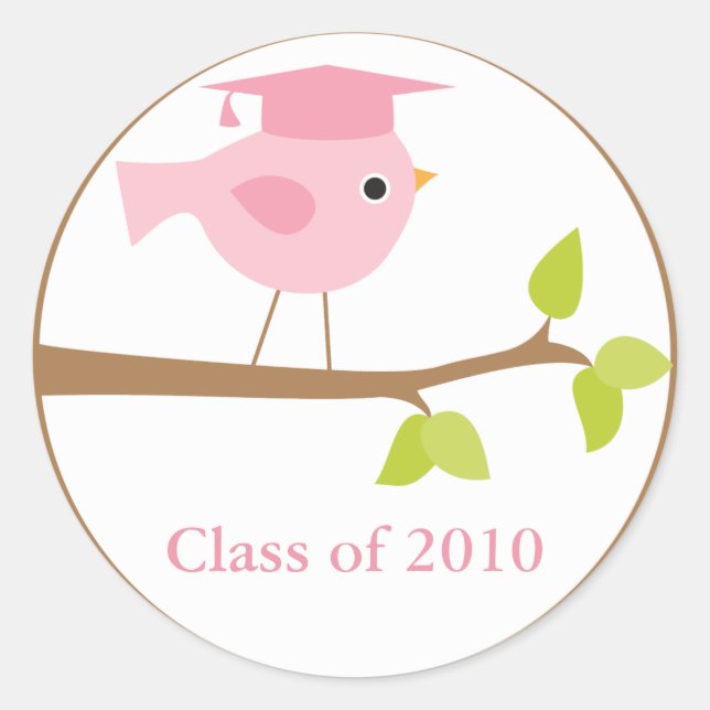 Adesivo Graduação de Pássaros Rosa (Frente)