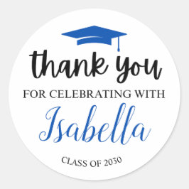 Adesivo Graduação de Script Azul Elegante Obrigado Fav