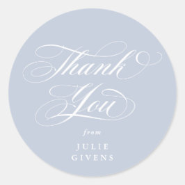 Adesivo Graduação de Script Elegante Azul Suave Obrigado