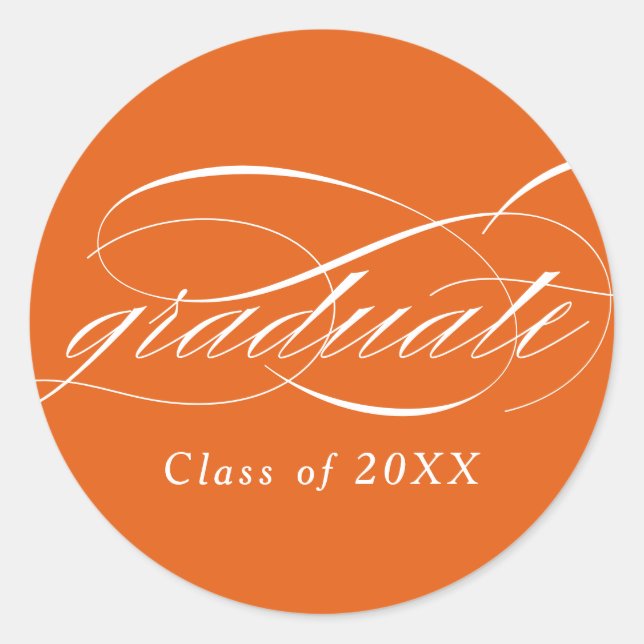 Adesivo Graduação de Script Elegante Moderno Laranja (Frente)