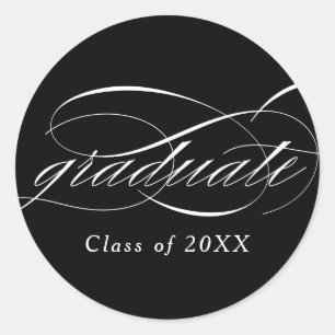 Adesivo Graduação de Script Elegante Moderno Preto
