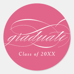 Adesivo Graduação de Script Elegante Moderno Rosa
