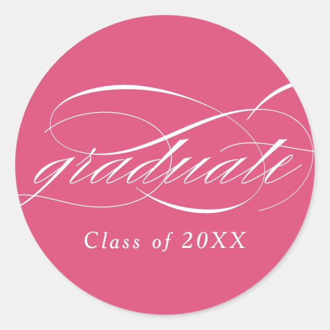 Adesivo Graduação de Script Elegante Moderno Rosa (Frente)
