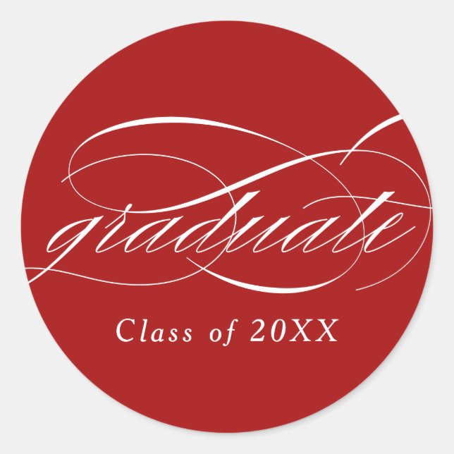 Adesivo Graduação de Script Elegante Moderno Vermelho (Frente)