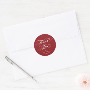 Adesivo Graduação de Script Elegante Vermelho Obrigado