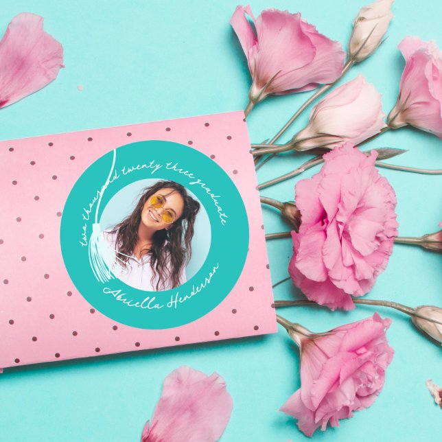 Adesivo Graduação de Teal Moderna e Retroativa (Criador carregado)