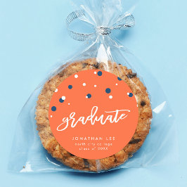 Adesivo Graduação do Formando de Confetti Azul Laranja