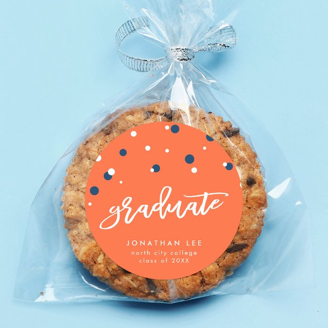 Adesivo Graduação do Formando de Confetti Azul Laranja (Criador carregado)