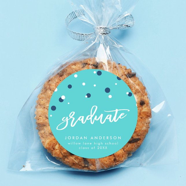 Adesivo Graduação do Formando Turquoise Blue Confetti (Criador carregado)