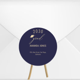 Adesivo Graduação Dourada Azul do Marinho Moderno