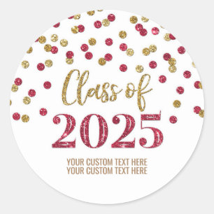 Adesivo Graduação Dourada Burgundy Confetti 2025