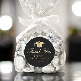 Adesivo Graduação Dourada Elegante - Obrigado