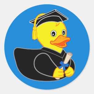 Adesivo Graduação Ducky de borracha! Fundo azul
