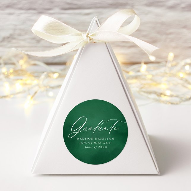 Adesivo Graduação em Aquarela Verde para Caligrafia Elegan (Criador carregado)