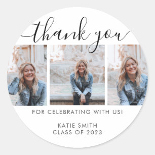 Adesivo Graduação em Caligrafia Moderna 3 Foto Obrigado