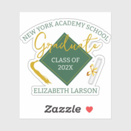 Adesivo Graduação em Curvas Verdes do Mais velho Elegante 