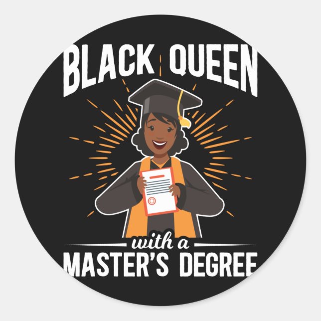Adesivo Graduação em mestrado em Rainha formando Negra (Frente)