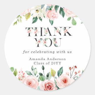 Adesivo Graduação Floral Blush Obrigado Sticker
