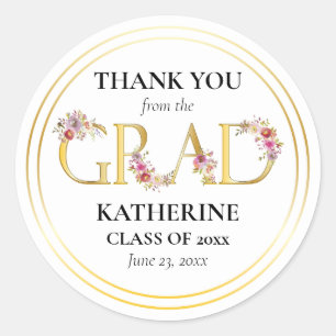 Adesivo Graduação Floral de Formando de Watercolor Obrig