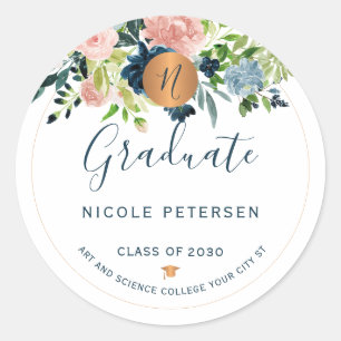 Adesivo Graduação floral de formandos personalizados mod