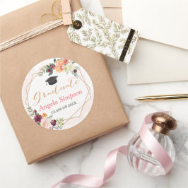 Adesivo Graduação Floral de Quadro Geométrico Obrigado