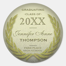 Adesivo Graduação Laurel Wreath Dourada Glitter Look