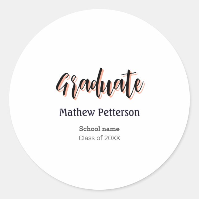 Adesivo Graduação moderna de classe negra simples e a pret (Frente)