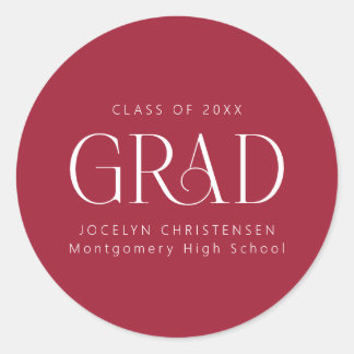 Adesivo Graduação Moderna Personalizada Branca Vermelha