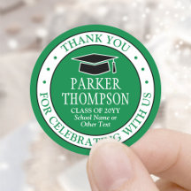 Graduação Obrigado Elegante Verde Branco e Preto