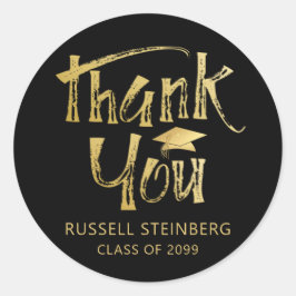 Adesivo Graduação Obrigado Falso Pincelada Dourada Tampa