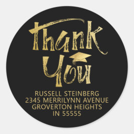 Adesivo Graduação Obrigado Faux Dourado Boné Brushaft