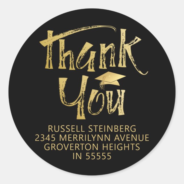 Adesivo Graduação Obrigado Faux Dourado Boné Brushaft (Frente)