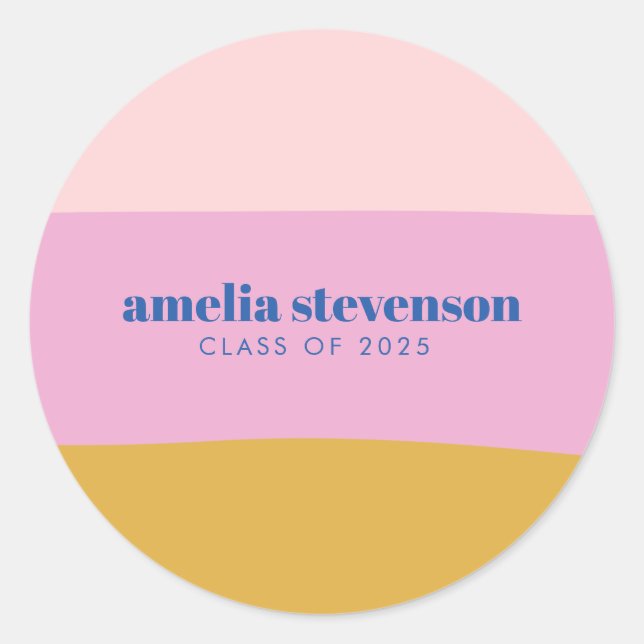 Adesivo Graduação Personalizada Amarelo Azul com Faixa Mod (Frente)