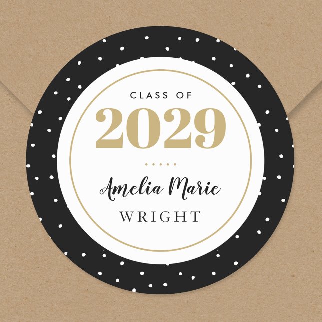 Adesivo Graduação Personalizada Clássica Preta e Dourada (Criador carregado)