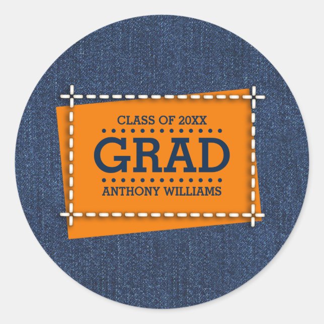 Adesivo Graduação Personalizada de Padrão Denim (Frente)