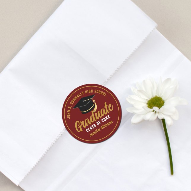 Adesivo Graduação Personalizada do Formando Dourado Maroon (Criador carregado)