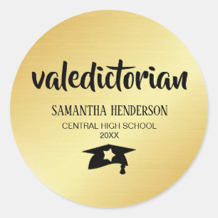 Adesivo Graduação personalizada ouro do Valedictorian