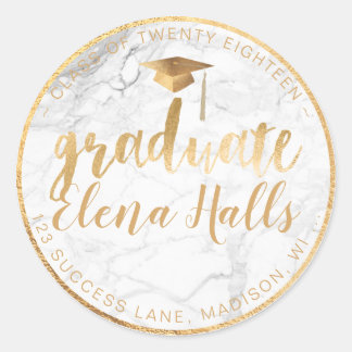 Adesivo Graduação PixDezines 2018/Marble+Faux Dourado