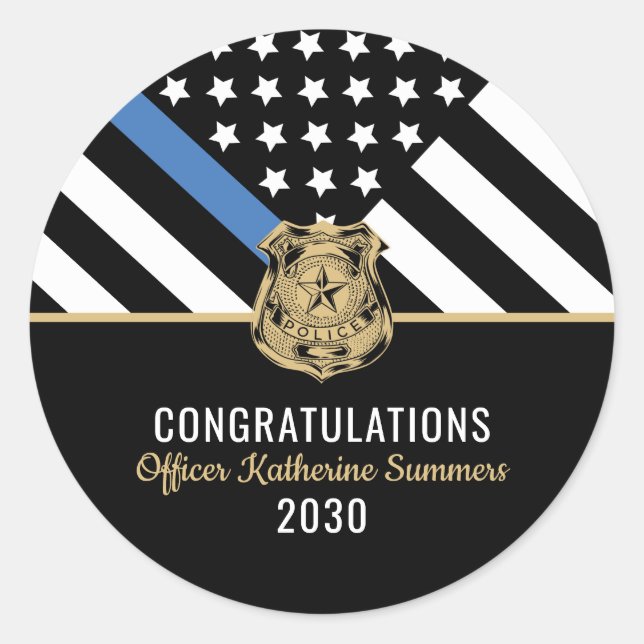 Adesivo Graduação Policial - Polícia Azul Fino (Frente)