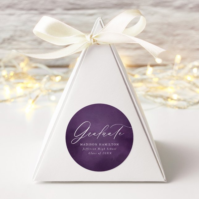 Adesivo Graduação Por Aquarela Púrpura De Caligrafia Elega (Criador carregado)