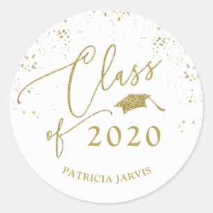 Adesivo Graduação por Script Chic Glitter Festivo Dourado