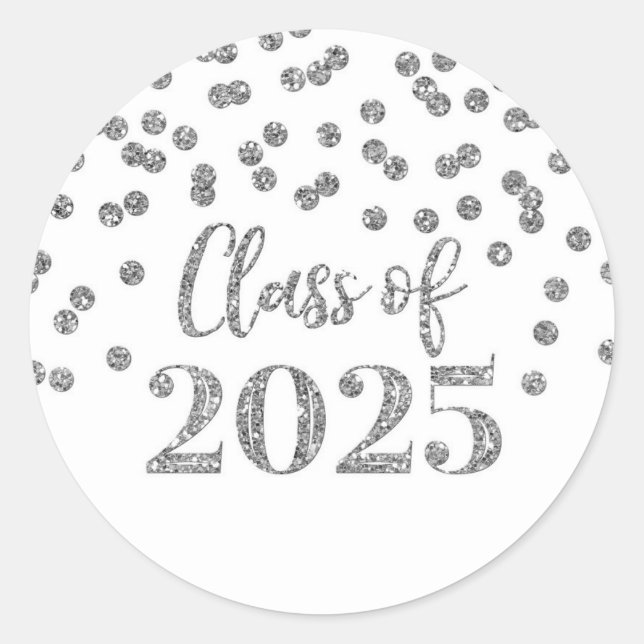 Adesivo Graduação Silver Confetti 2025 (Frente)