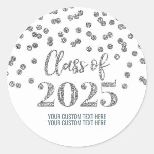 Adesivo Graduação Silver Confetti 2025