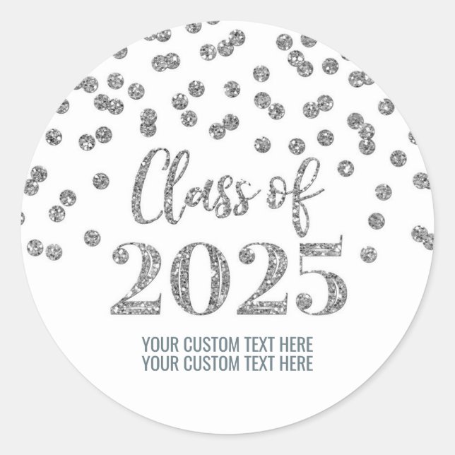 Adesivo Graduação Silver Confetti 2025 (Frente)