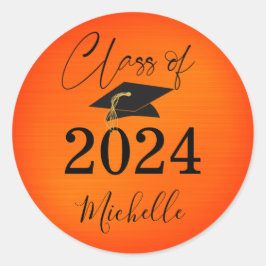 Adesivo Graduação Tampa Preta Laranja Script Faux Metálico