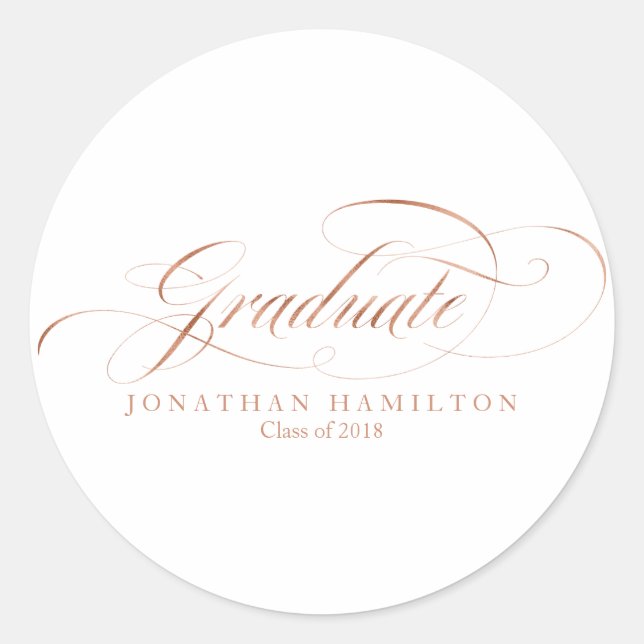 Adesivo Graduada Folheada a Ouro Rosa Elegante Script Grad (Frente)